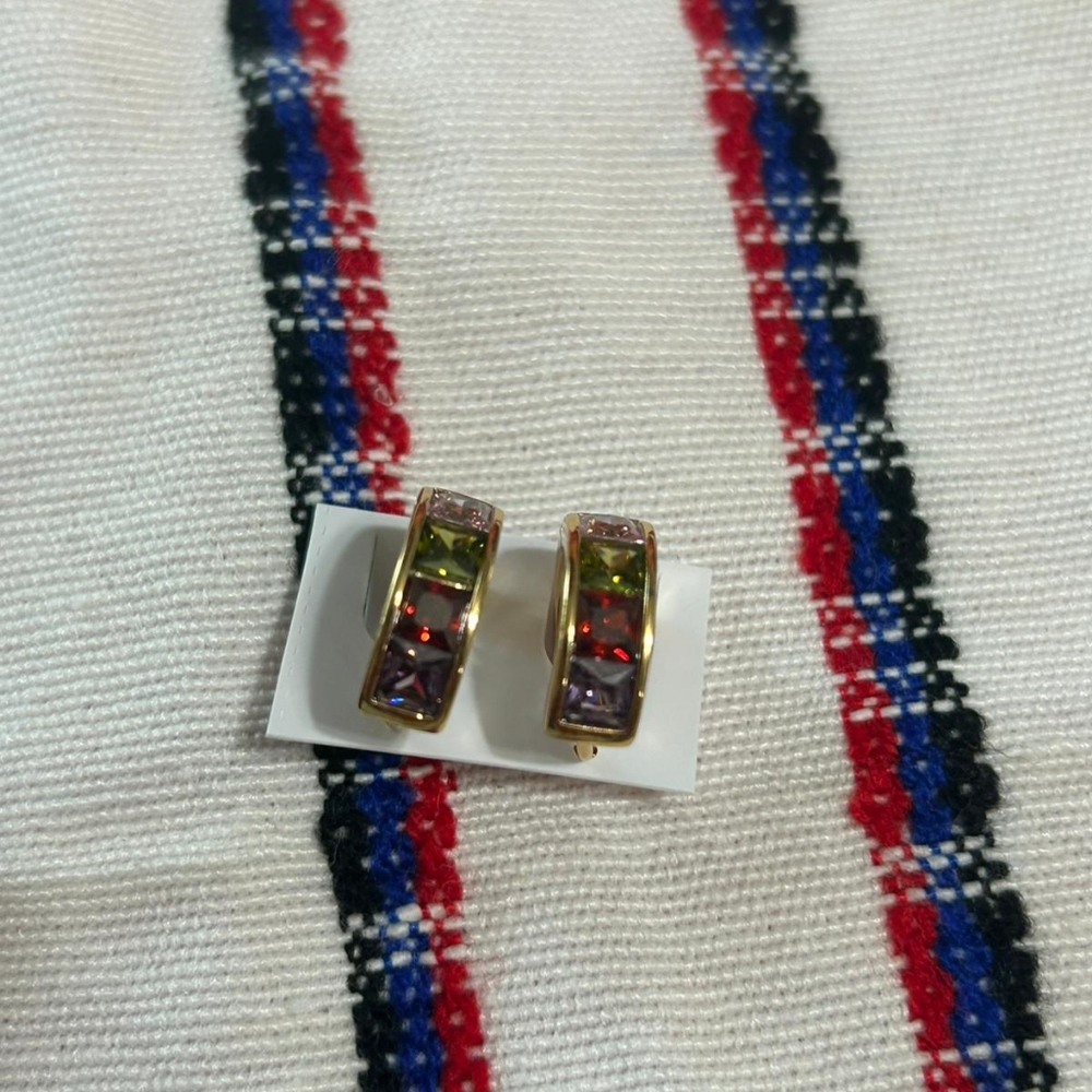 Elegant Gold Plated Multicolor Hoop Earrings